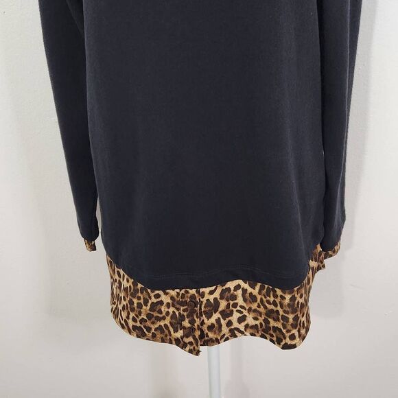 Isaac Mizrahi Black Leopard Layered Top Size Small Leopard Blouse - Picture 3 of 9
